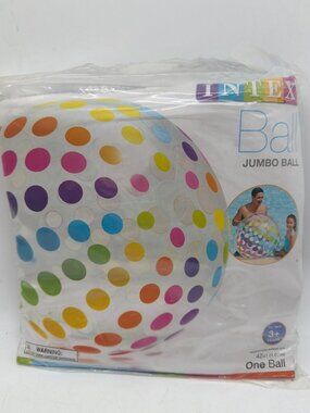 Intex Jumbo Inflatable Beach Ball 42" Colorful Polka Dot Design For Ages 3+ With